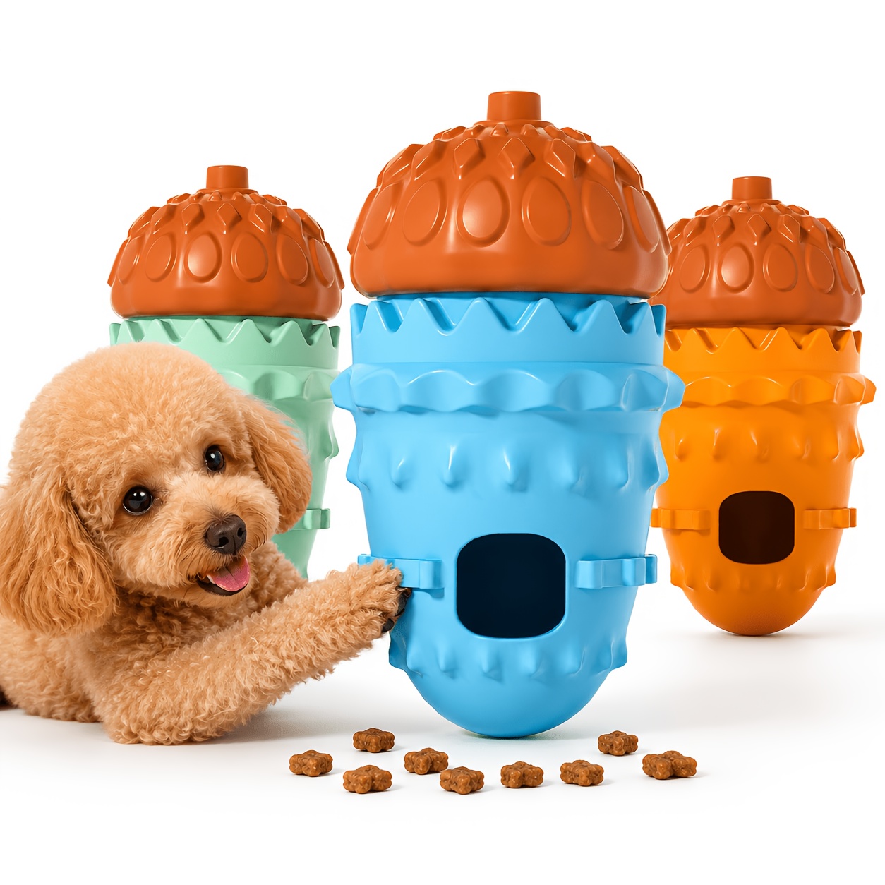 Dog Treat Dispensing Toy for Small Dogs, Interactive Puzzle Feeder Toy, Slow Feeding Training Toy with Treat Release Design, TPR Enrichment Toy for Puppies