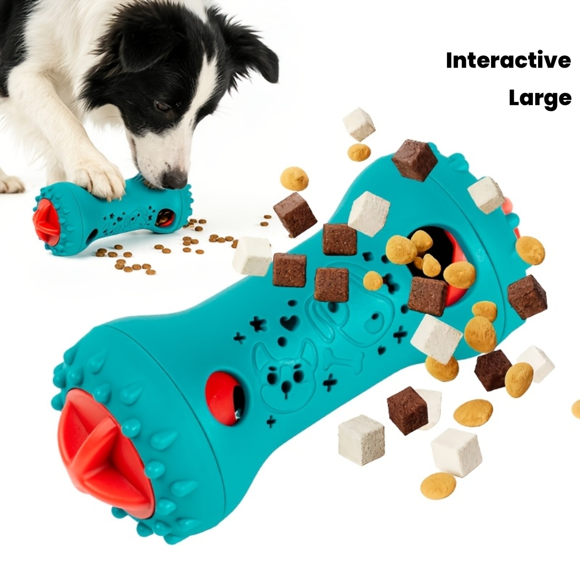 Dog Interactive Slow Feeder Toy, Dumbbell Design, Adjustable Food Dispensing, Suitable for Iq/Physics Training of Large Medium Small Dogs