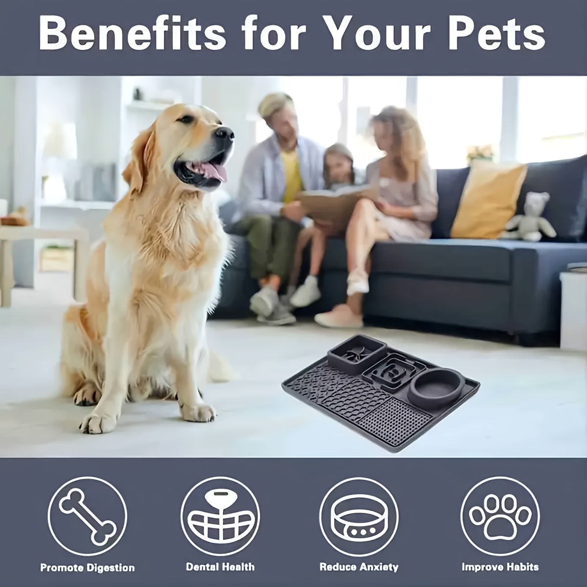 A Silicone Feeding Mat for Pets, Designed for Slow Feeding And Licking, Featuring Multiple Suction Cup Water Bowl Separators, The Top Choice for Dog Feeding Utensils