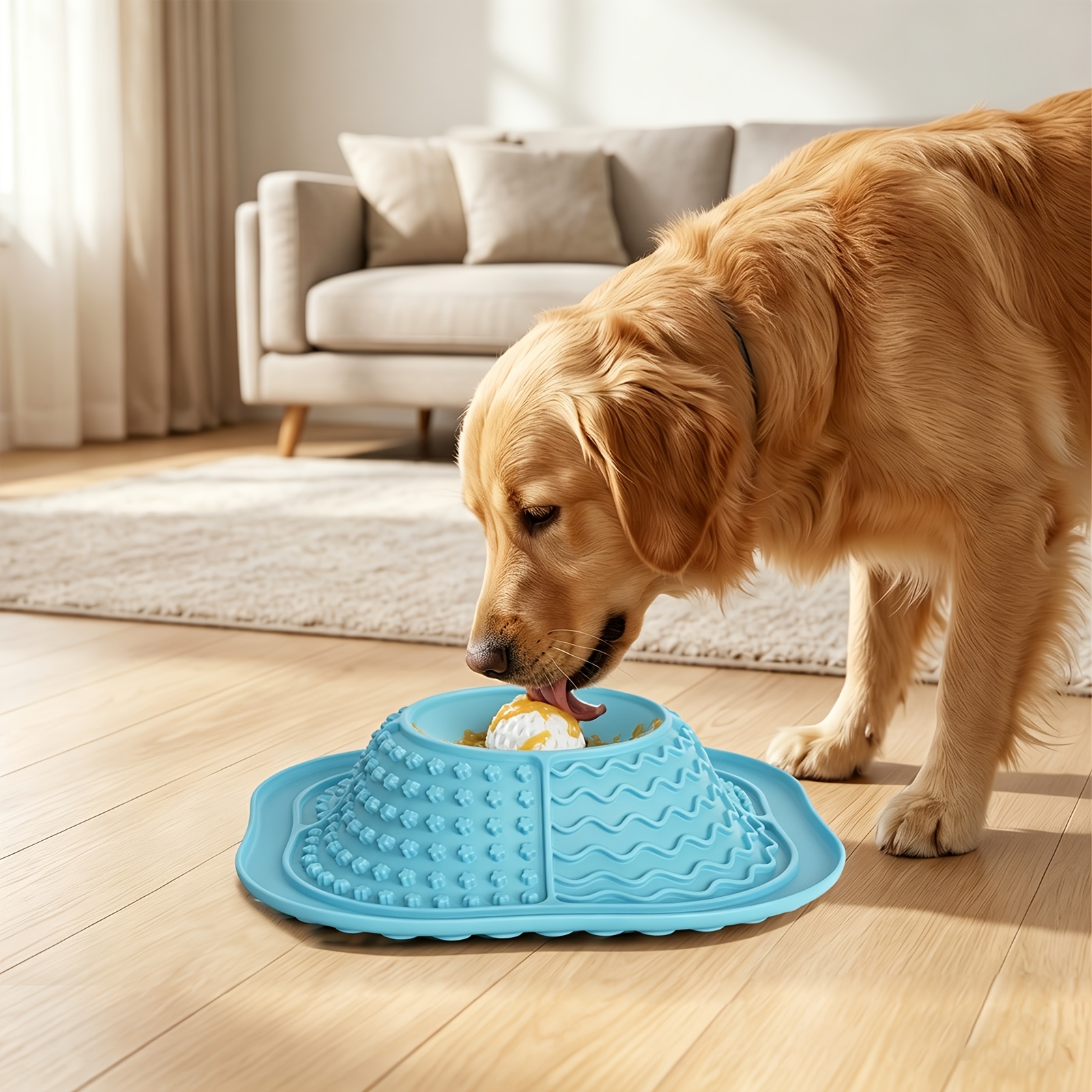 Dog Licking Bowl with Rolling Balls, Rotating Bowl for Licking and Biting, Slow Eating Bowl, Suitable for Both Dogs and Cats. It Is an Ideal Choice for Feeding Liquid Snacks, Yogurt, and Bone Broth.