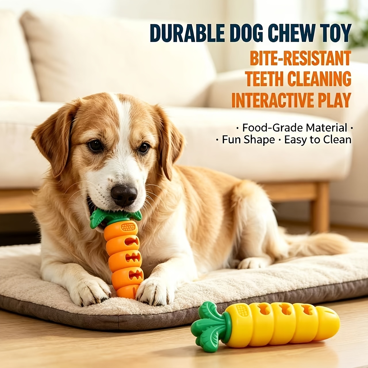 1pc/2pcs Slow Feeding Interactive Dog Toy, Carrot Dog Chew Toy, Slow Feeder Treat Dispenser, Food Grade Soft Rubber Toy for Small Medium Dogs