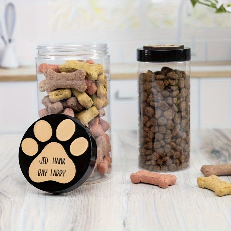 1pc Personalized Dog Snack Container - Customizable Puppy Training Gift, Round Plastic Storage Jar with Paw Print Lids, Perfect for Treats & Cookies, Pet Treat Storage|Paw Print Design|Plastic Construction, Dog Treat Storage Container