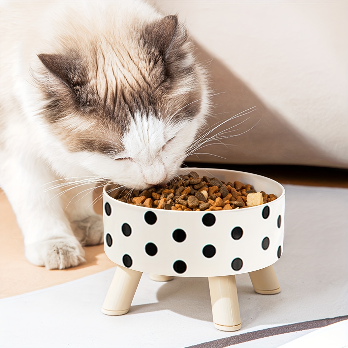 1pc Elevated Dog Feeder Bowl - Anti-choking Raised Dog Food And Water Bowl With Wooden Stand - For Small & Medium Sized Dogs & Cats - Promotes Healthy Eating & Digestion - Perfect Gift for Pet Owners