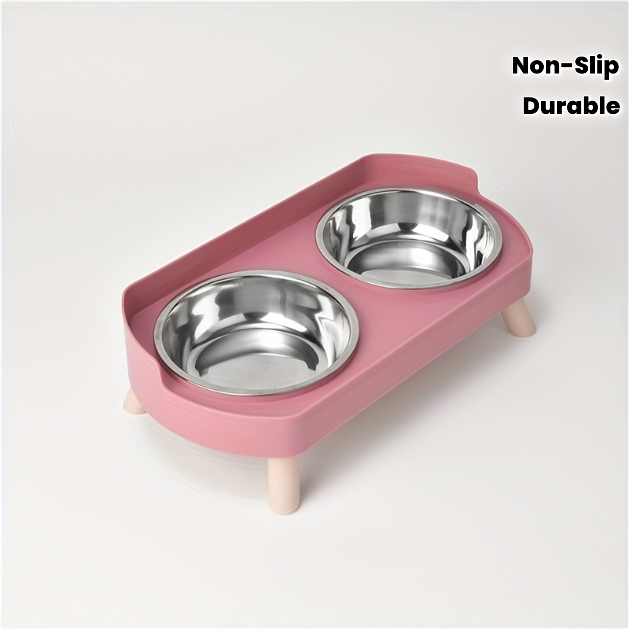 2-in-1 Cat Feeder & Water Dispenser - Stainless Steel Non-Slip Dual Bowl, Easy-Clean Pet Food & Water Dispenser with Cute Cat Design, Multiple Colors for Healthy Cat Diet, Cat Feeder And Water Dispenser, Playful Design, Durable Plastic