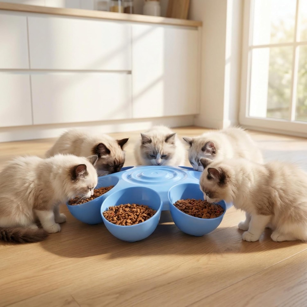 2-Pack Cat Food Bowls, Suitable for Kittens And Puppies, Multi-Cat Bowls, Multi-Use Bowls for Indoor Pets, Food And Water Bowls (Blue), Batteries Not Included, Without Battery